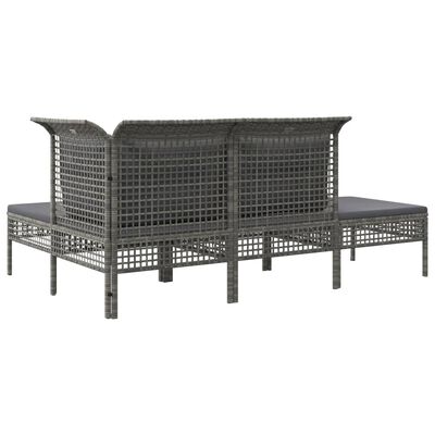 vidaXL Set de muebles de jardín 4 pzas y cojines ratán sintético gris