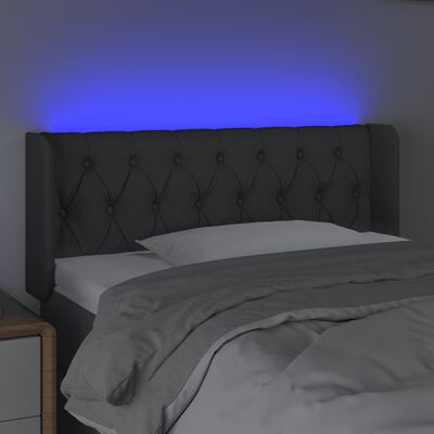 vidaXL Cabecero con luces LED de tela gris oscuro 93x16x78/88 cm