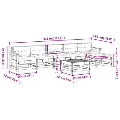 vidaXL Juego de muebles de jardín 7 pzas y cojines madera maciza gris