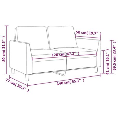 vidaXL Sofá de 2 plazas de cuero sintético negro 120 cm