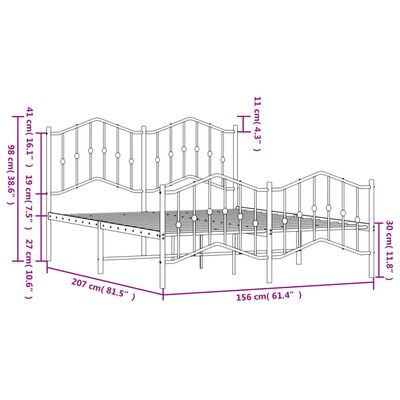 vidaXL Estructura cama sin colchón con estribo metal negro 150x200 cm