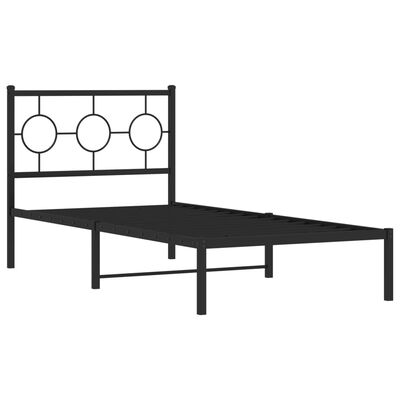 vidaXL Estructura cama sin colchón con cabecero metal negro 90x200 cm