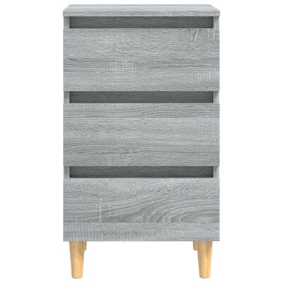 vidaXL Mesita de noche con patas madera maciza gris Sonoma 40x35x69 cm