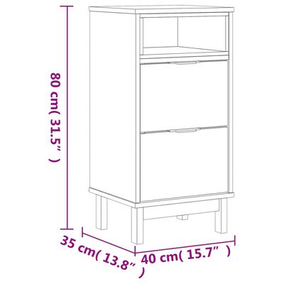 vidaXL Mesita de noche FLAM madera maciza de pino 40x35x80 cm