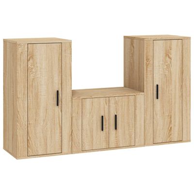 vidaXL Set de muebles para TV 3 pzas madera contrachapada roble sonoma