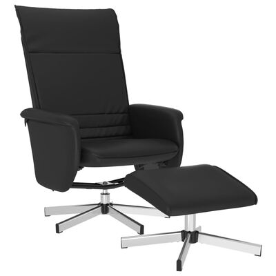 vidaXL Sillón reclinable con reposapiés cuero sintético negro