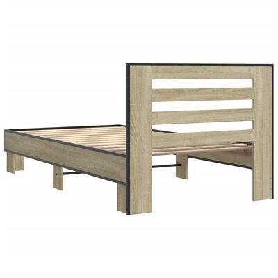 vidaXL Estructura cama madera ingeniería metal roble Sonoma 75x190 cm