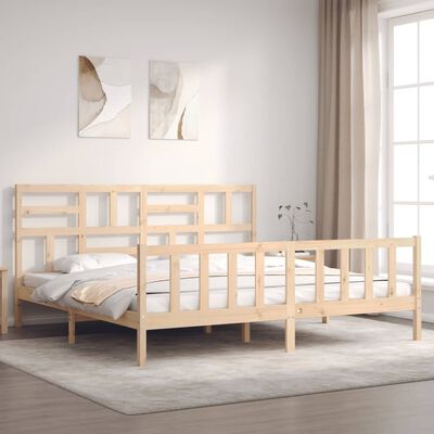 vidaXL Estructura de cama de matrimonio con cabecero madera maciza