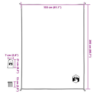 vidaXL Manta de picnic con piquetas gris y naranja 205x155 cm