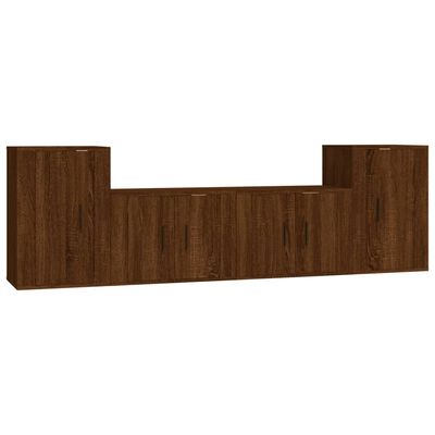 vidaXL Set de muebles para TV 4 pzas madera contrachapada marrón roble