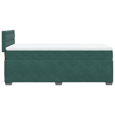 vidaXL Cama box spring con colchón terciopelo verde oscuro 100x200 cm