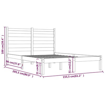 vidaXL Estructura de cama madera maciza de pino negra 150x200 cm