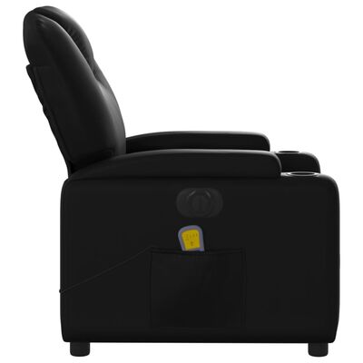 vidaXL Sillón de masaje reclinable eléctrico cuero sintético negro