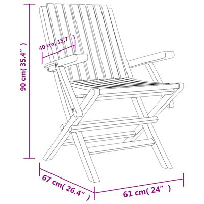 vidaXL Sillas de jardín plegables 6 uds madera maciza teca 61x67x90 cm