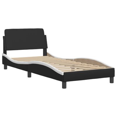 vidaXL Estructura cama con LED cuero sintético negro blanco 90x190 cm