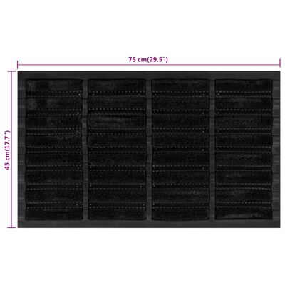 vidaXL Felpudo rectangular de goma y fibra de coco 45x75 cm