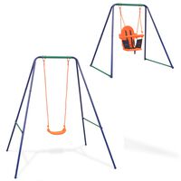 vidaXL Columpio individual y columpio para niños 2 en 1 naranja