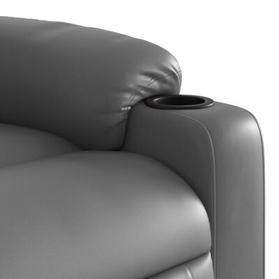 vidaXL Sillón reclinable de masaje de pie cuero artificial gris