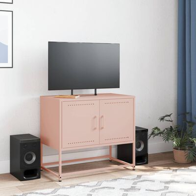 vidaXL Mueble para TV de acero rosa 68,5x39x60,5 cm