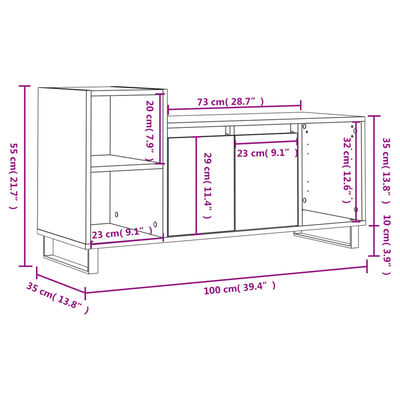 vidaXL Mueble de TV madera contrachapada gris Sonoma 100x35x55 cm