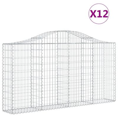 vidaXL Cestas de gaviones 12 uds forma arco hierro 200x30x100/120 cm