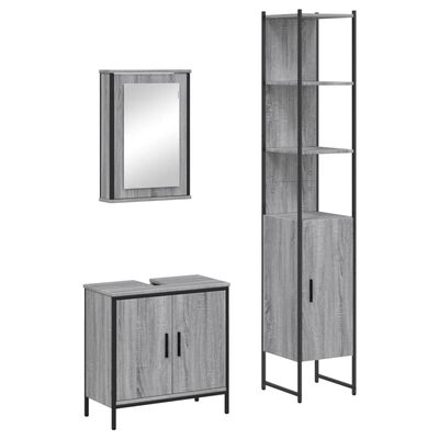 vidaXL Set de muebles de baño 3 pzas madera contrachapada gris sonoma