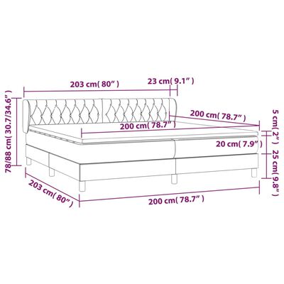 vidaXL Cama box spring con colchón terciopelo negro 200x200 cm