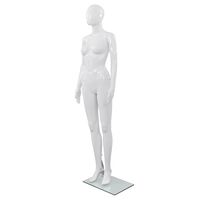 vidaXL Maniquí de mujer completo base de vidrio blanco brillante 175cm