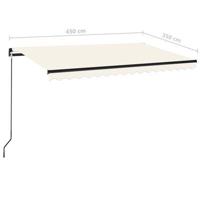 vidaXL Toldo retráctil manual crema 450x350 cm