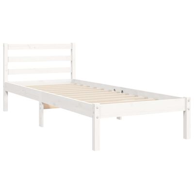 vidaXL Estructura de cama individual con cabecero madera maciza blanco