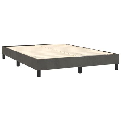 vidaXL Cama box spring colchón y LED terciopelo gris oscuro 140x200 cm