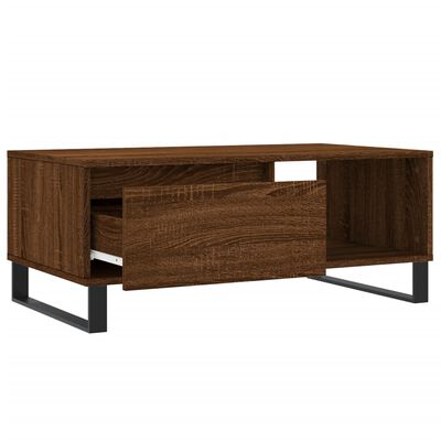 vidaXL Mesa de centro madera contrachapada marrón roble 90x50x36,5 cm