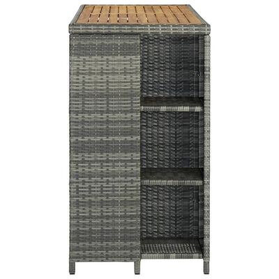 vidaXL Mesa bar estante almacenaje 120x60x110 cm ratán sintético gris