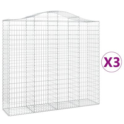 vidaXL Cestas de gaviones 3 uds forma de arco hierro 200x50x180/200 cm