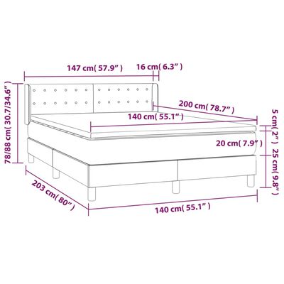 vidaXL Cama box spring con colchón cuero sintético blanco 140x200cm