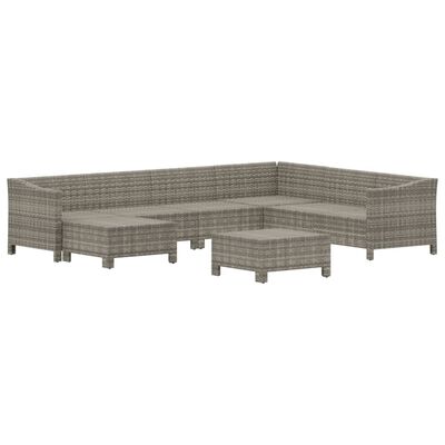 vidaXL Set de muebles de jardín 8 pzas y cojines ratán sintético gris