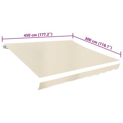 vidaXL Toldo de lona blanco crema 450x300 cm