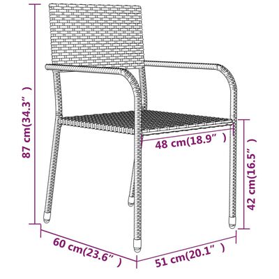 vidaXL Juego de comedor para jardín 7 piezas negro