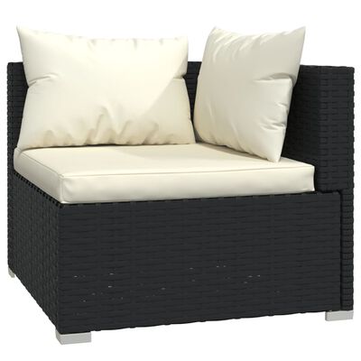 vidaXL Set de muebles de jardín 4 pzas y cojines ratán sintético negro