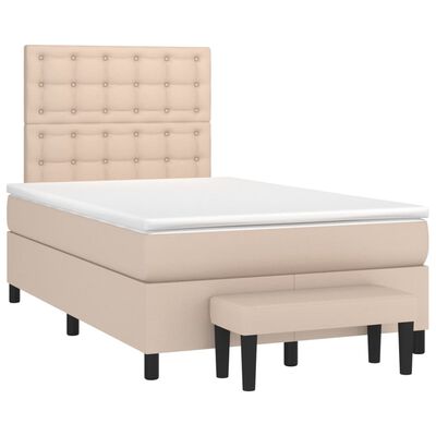 vidaXL Cama box spring con colchón cuero sintético capuchino 120x200cm