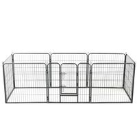 vidaXL Corral para perros 8 paneles de acero 80x80 cm negro