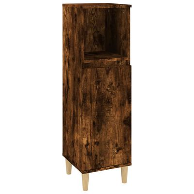 vidaXL Armario de baño madera contrachapada roble ahumado 30x30x100 cm