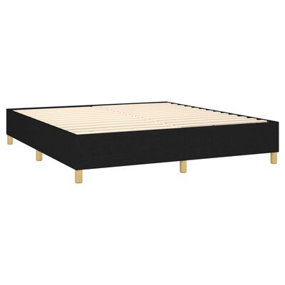 vidaXL Cama box spring colchón y luces LED tela negro 180x200 cm