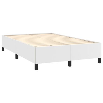 vidaXL Cama box spring colchón y LED cuero sintético blanco 120x190 cm