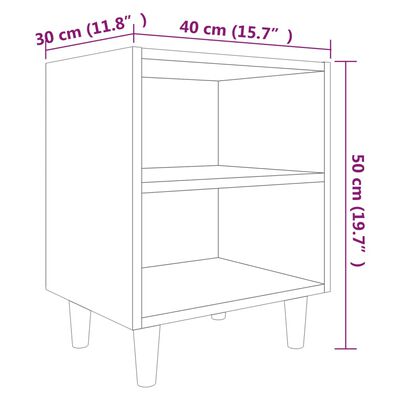 vidaXL Mesita de noche con patas madera pino roble Sonoma 40x30x50 cm