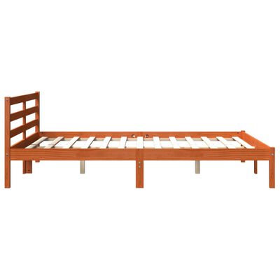 vidaXL Cama sin colchón madera maciza de pino marrón cera 160x200 cm