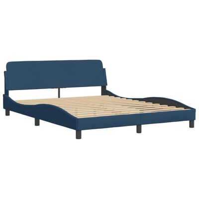 vidaXL Estructura de cama con luces LED tela azul 160x200 cm