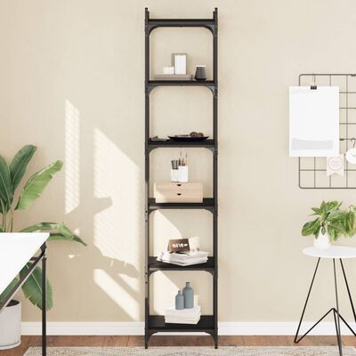 vidaXL Librería de 6 estantes madera de ingeniería negro 40x30x188 cm