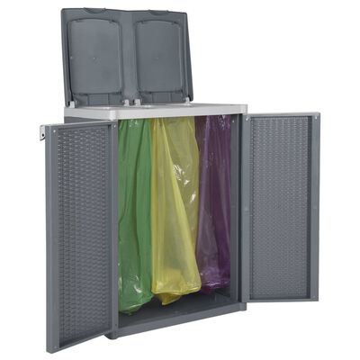 vidaXL Cubo de basura con dos puertas PP gris 65x45x88 cm