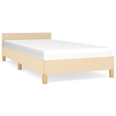 vidaXL Estructura de cama con cabecero sin colchón tela crema 90x200cm